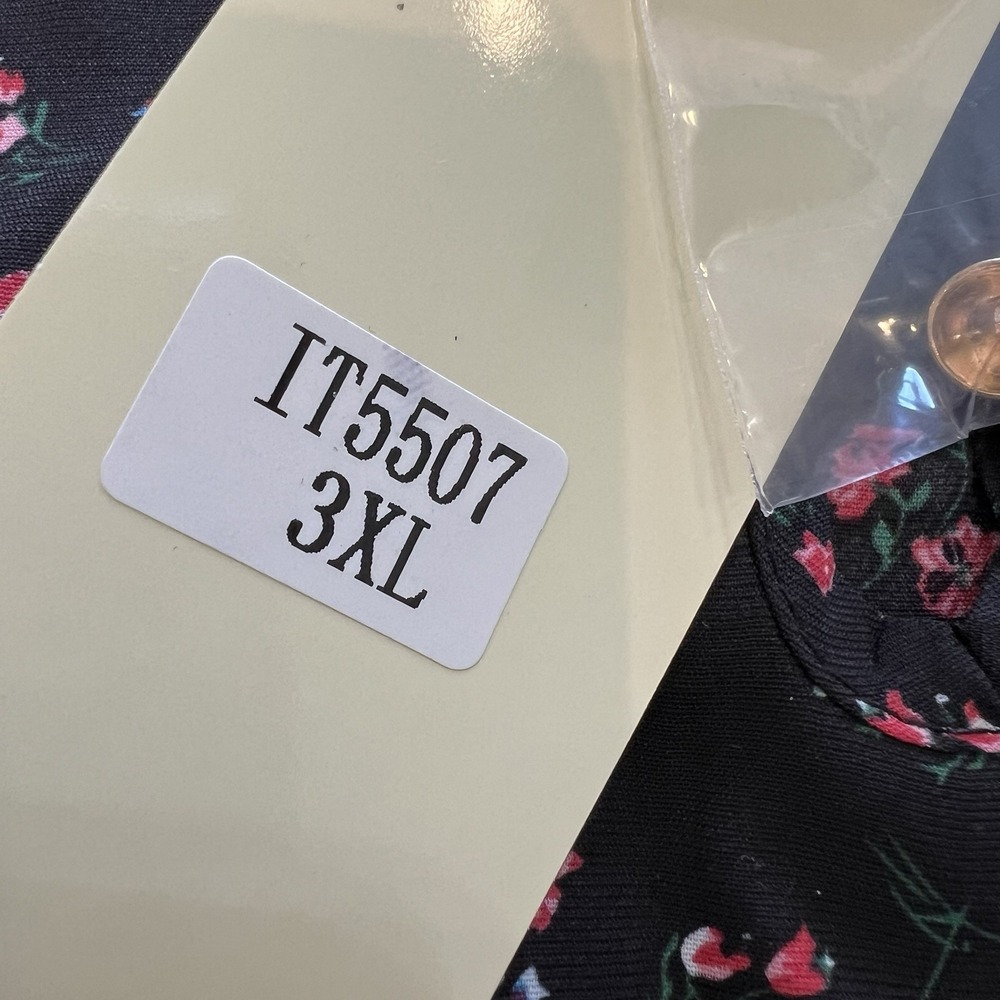 Women's Wild Jasmine Floral‎ Short  Sleeve Blouse Tulip Sleeve 3x Black Pink 3X - Picture 10 of 13
